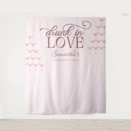 Drink in liefde champagne toren roze bachelorette wandkleed (Voorkant)