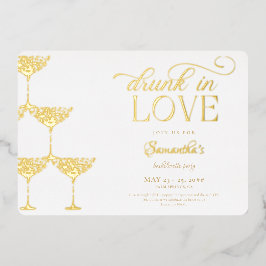 Drink in liefde champagne toren vrijgezellenfeest folie uitnodiging