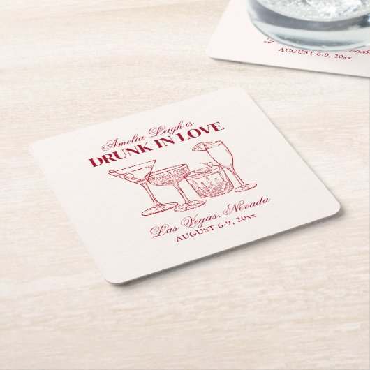Drink in liefde cocktails Bachelorette Weekend Kartonnen Onderzetters (Schuin)