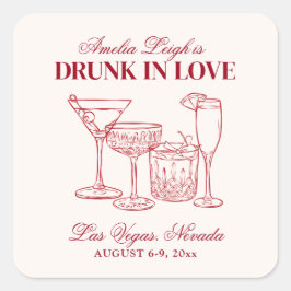 Drink in liefde cocktails Bachelorette Weekend Vierkante Sticker