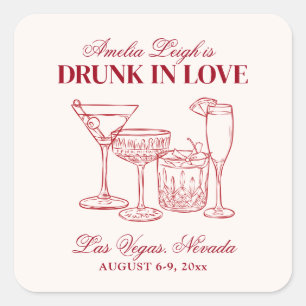 Drink in liefde cocktails Bachelorette Weekend Vierkante Sticker
