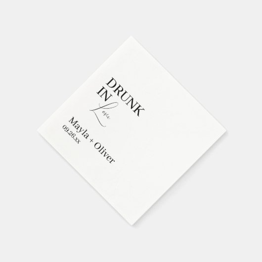 Drink in liefde en aangepaste namen bruiloft serve servet (Hoek)