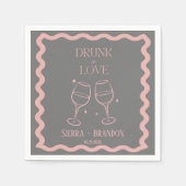 Drink in liefde Gepersonaliseerd roze & grijs brui Servet (Voorkant)