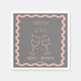 Drink in liefde Gepersonaliseerd roze & grijs brui Servet
