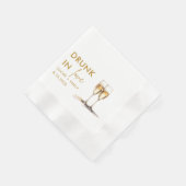 Drink in liefde gepersonaliseerde bril bruiloft servet (Hoek)