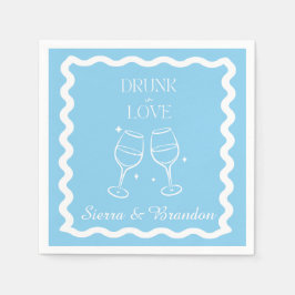 Drink in liefde gepersonaliseerde bruiloft blauwe  servet