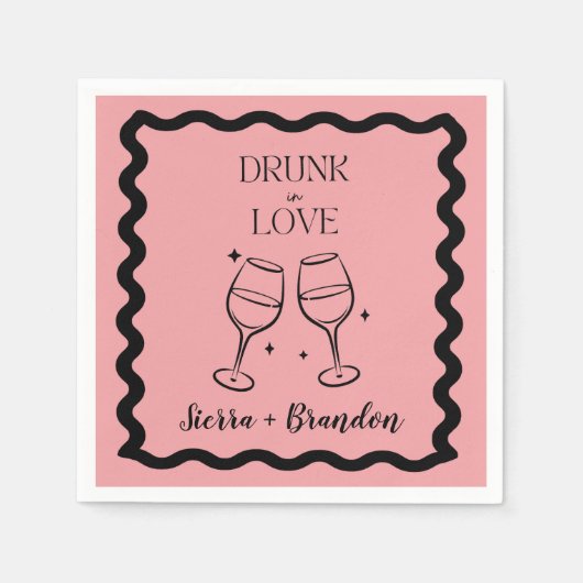 Drink in liefde gepersonaliseerde bruiloft roze se servet (Voorkant)