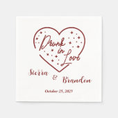 Drink in liefde gepersonaliseerde bruiloft servett servet (Voorkant)