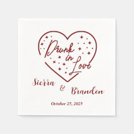 Drink in liefde gepersonaliseerde bruiloft servett servet
