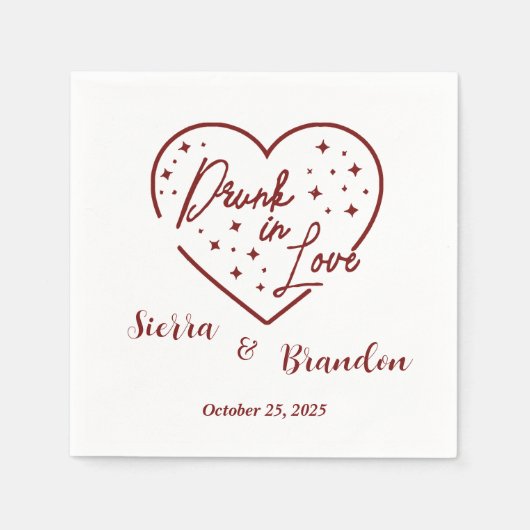 Drink in liefde gepersonaliseerde bruiloft servett servet (Voorkant)