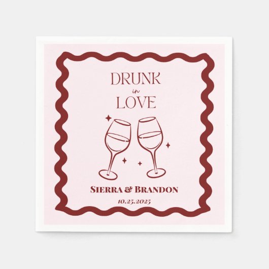 Drink in liefde gepersonaliseerde bruiloft servett servet (Voorkant)