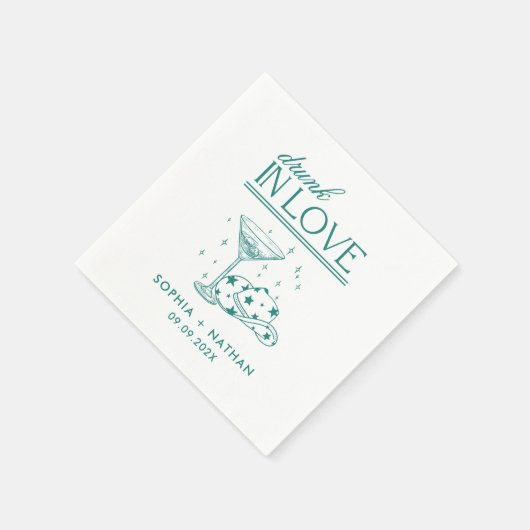 Drink in liefde gepersonaliseerde cowgirl bruiloft servet (Hoek)