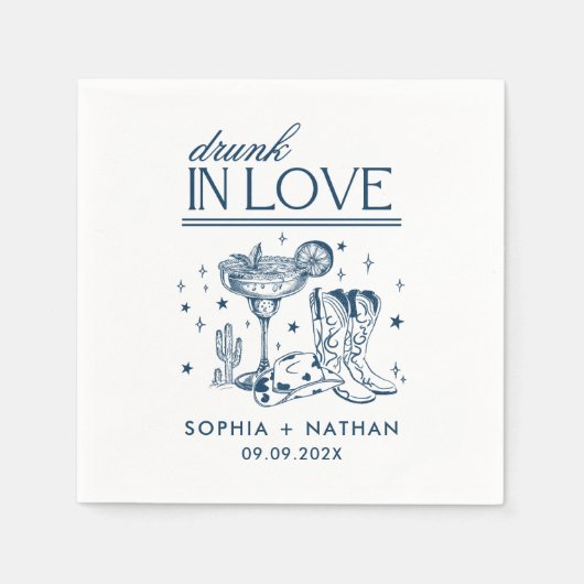 Drink in liefde gepersonaliseerde cowgirl bruiloft servet (Voorkant)