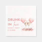 Drink in liefde gepersonaliseerde roze bril bruilo servet (Voorkant)