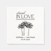 Drink in liefde gepersonaliseerde strand bruiloft servet (Voorkant)