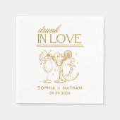 Drink in liefde gepersonaliseerde strand bruiloft  servet (Voorkant)