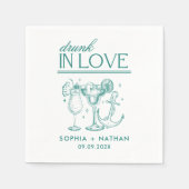 Drink in liefde gepersonaliseerde strand bruiloft  servet (Voorkant)