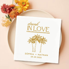 Drink in liefde gepersonaliseerde strand bruiloft servet