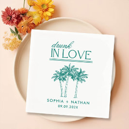 Drink in liefde gepersonaliseerde strand bruiloft servet