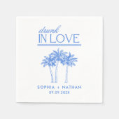 Drink in liefde gepersonaliseerde strand bruiloft servet (Voorkant)