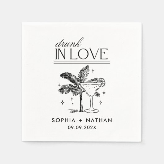 Drink in liefde gepersonaliseerde strand bruiloft servet (Voorkant)