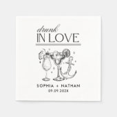 Drink in liefde gepersonaliseerde strand bruiloft  servet (Voorkant)