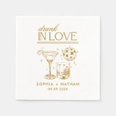 Drink in liefde gepersonaliseerde strand cocktail  servet (Voorkant)