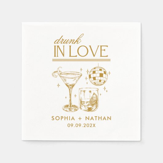 Drink in liefde gepersonaliseerde strand cocktail  servet (Voorkant)