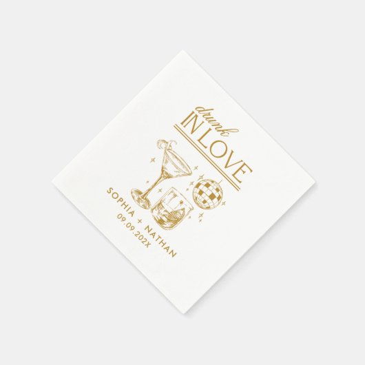 Drink in liefde gepersonaliseerde strand cocktail  servet (Hoek)