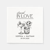 Drink in liefde gepersonaliseerde strand cocktail servet (Voorkant)