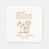 Drink in liefde gepersonaliseerde strand cocktail  servet (Voorkant)