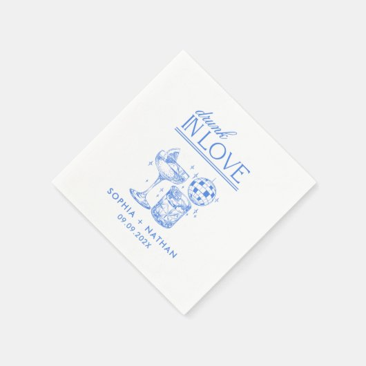 Drink in liefde gepersonaliseerde strand cocktail  servet (Hoek)