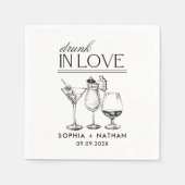 Drink in liefde gepersonaliseerde wijnglazen bruil servet (Voorkant)