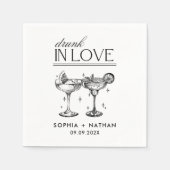 Drink in liefde gepersonaliseerde wijnglazen bruil servet (Voorkant)