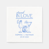 Drink in liefde gepersonaliseerde wijnglazen bruil servet (Voorkant)