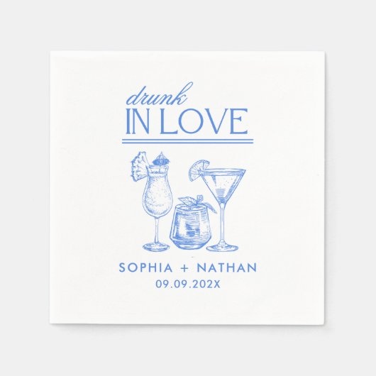 Drink in liefde gepersonaliseerde wijnglazen bruil servet (Voorkant)