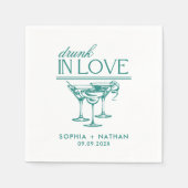 Drink in liefde gepersonaliseerde wijnglazen bruil servet (Voorkant)