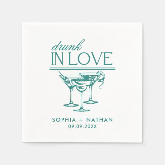 Drink in liefde gepersonaliseerde wijnglazen bruil servet (Voorkant)
