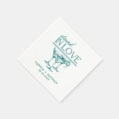 Drink in liefde gepersonaliseerde wijnglazen bruil servet (Hoek)