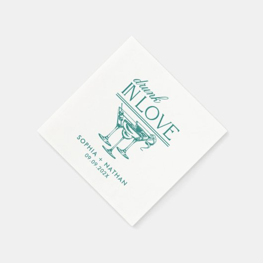 Drink in liefde gepersonaliseerde wijnglazen bruil servet (Hoek)