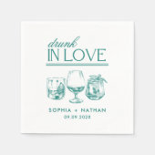 Drink in liefde gepersonaliseerde wijnglazen bruil servet (Voorkant)