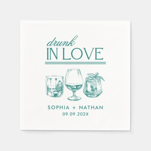 Drink in liefde gepersonaliseerde wijnglazen bruil servet (Voorkant)