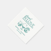 Drink in liefde gepersonaliseerde wijnglazen bruil servet (Hoek)