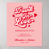 Drink in liefde kater kits rode en roze bruiloft poster (Voorkant)