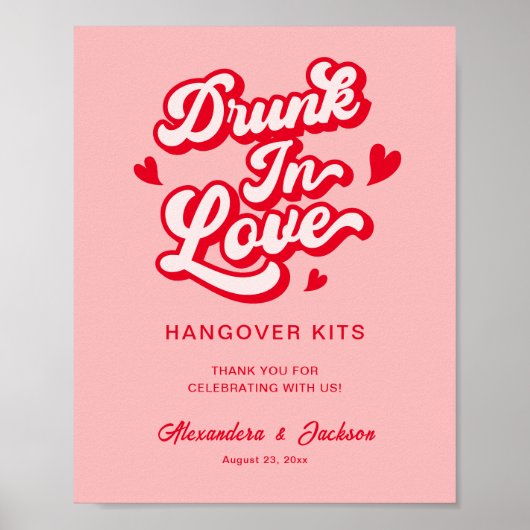 Drink in liefde kater kits rode en roze bruiloft poster (Voorkant)