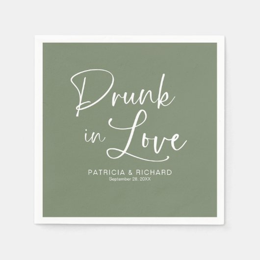 Drink in liefde moderne kalligrafie bruiloft servet (Voorkant)