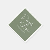 Drink in liefde moderne kalligrafie bruiloft servet (Hoek)