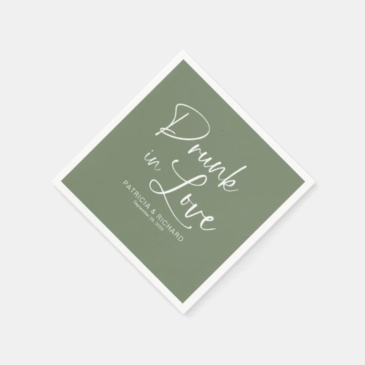 Drink in liefde moderne kalligrafie bruiloft servet (Hoek)