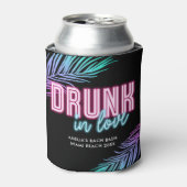 Drink in Liefde Neon Blauw & Roze Tropische Bach Blikjeskoeler (Blikje Voorkant)