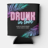 Drink in Liefde Neon Blauw & Roze Tropische Bach Blikjeskoeler (Voorkant)